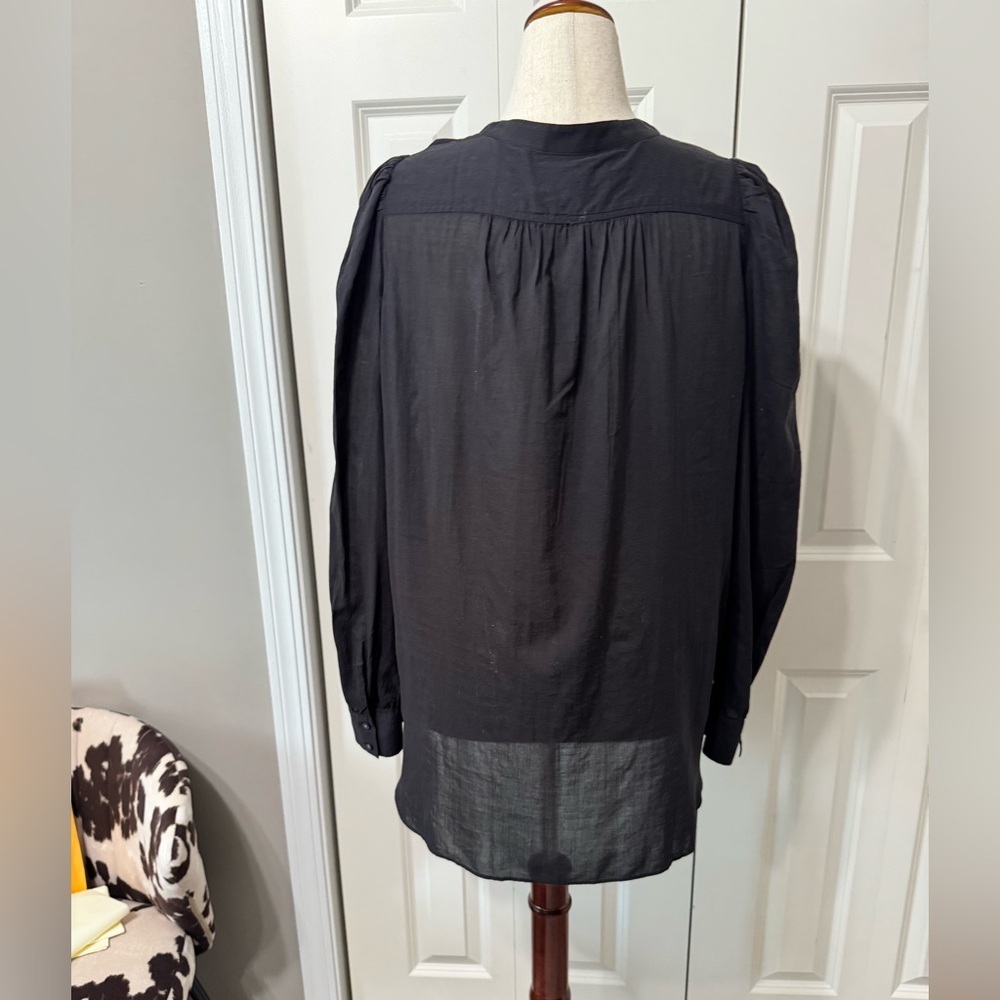 LOFT NWT Black Peasant Style Relaxed Long Sleeve Blouse. - Picture 5 of 9